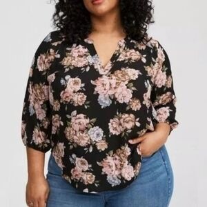 Floral Black Blouse for Women
